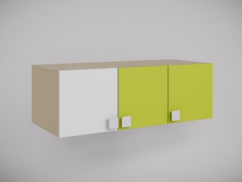 Антресоль на шкаф 3-х створчатый Эппл (Зеленый/Белый/корпус Клен) в Нерюнгри - neryungri.mebel54.com | фото