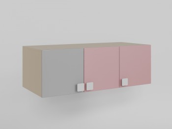 Антресоль на шкаф 3-х створчатый (Розовый/Серый/корпус Клен) в Нерюнгри - neryungri.mebel54.com | фото