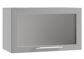 Барселона ШВГС 600 Шкаф верхний горизонтальный со стеклом (Голубой тик/корпус Белый) в Нерюнгри - neryungri.mebel54.com | фото