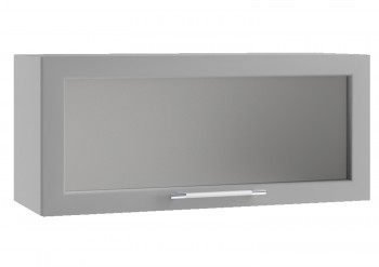 Барселона ШВГС 800 Шкаф верхний горизонтальный со стеклом (Голубой тик/корпус Белый) в Нерюнгри - neryungri.mebel54.com | фото