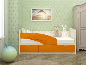 Дельфин-3 Кровать детская 3 ящика без ручек 1.8 Оранжевый глянец в Нерюнгри - neryungri.mebel54.com | фото