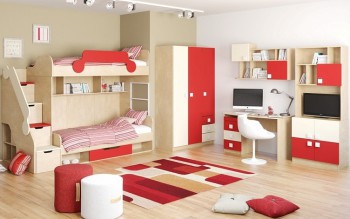 Детская комната Бэрри (Бежевый/Красный/корпус Клен) в Нерюнгри - neryungri.mebel54.com | фото