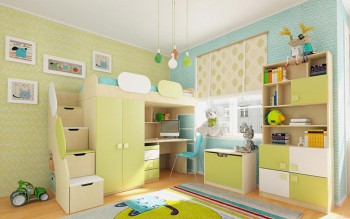 Детская комната Эппл (Зеленый/Белый/корпус Клен) в Нерюнгри - neryungri.mebel54.com | фото