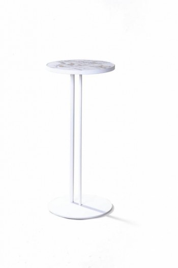 Журнальный столик Stone 015 (Круглый) Металл/Керамика 250 Белый в Нерюнгри - neryungri.mebel54.com | фото