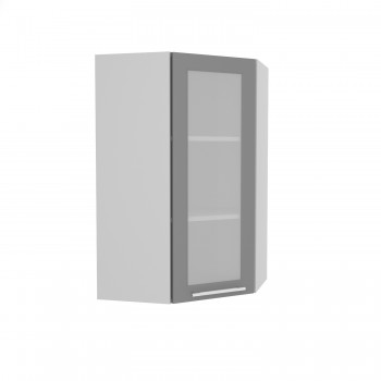 Кёльн ШВУС 600Н Шкаф верхний угловой со стеклом (премьер) высокий (Софт бланж/корпус Венге) в Нерюнгри - neryungri.mebel54.com | фото