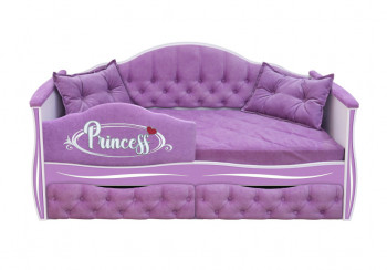 Кровать 160 серии Иллюзия 2 ящика 67 Светло-фиолетовый (подушки/мягкий бортик) в Нерюнгри - neryungri.mebel54.com | фото