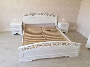 Кровать Грация-1 из массива сосны 1600*2000 Белый античный в Нерюнгри - neryungri.mebel54.com | фото
