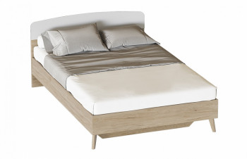  Кровать Калгари 1400 с основанием Дуб натуральный светлый/Белый матовый в Нерюнгри - neryungri.mebel54.com | фото
