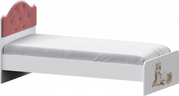 Кровать Каспер с мягкой спинкой и фотопечатью (900х1900)Белый/Светло-розовый в Нерюнгри - neryungri.mebel54.com | фото