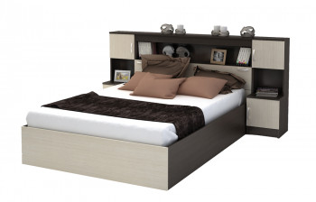 Кровать с прикроватным блоком КР 552 Спальня Basya (венге/белфорт) в Нерюнгри - neryungri.mebel54.com | фото