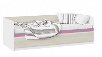Кровать «Сканди» с 2 ящиками Дуб Гарден/Белый/Лиловый в Нерюнгри - neryungri.mebel54.com | фото