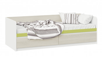 Кровать «Сканди» с 2 ящиками Дуб Гарден/Белый/Зеленый в Нерюнгри - neryungri.mebel54.com | фото