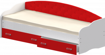 Кровать Софа-7 с мягкой спинкой (800х1900) Белый/Красный в Нерюнгри - neryungri.mebel54.com | фото