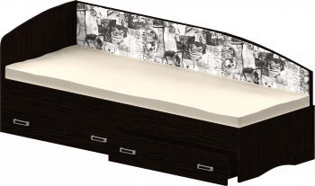 Кровать Софа-9 с мягкой спинкой с рисунком Милана (900х1900) Венге в Нерюнгри - neryungri.mebel54.com | фото