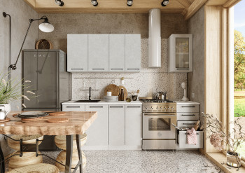 Кухонный гарнитур Нувель 1800мм белый/бетон белый в Нерюнгри - neryungri.mebel54.com | фото