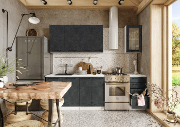 Кухонный гарнитур Нувель 1800мм белый/бетон черный в Нерюнгри - neryungri.mebel54.com | фото