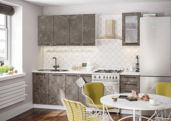 Кухонный гарнитур Нувель 1800мм белый/бетон коричневый в Нерюнгри - neryungri.mebel54.com | фото