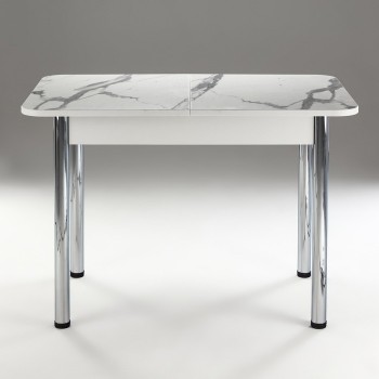 Кухонный стол 1100*700/400 ф 2 Пластик, мрамор белый в Нерюнгри - neryungri.mebel54.com | фото