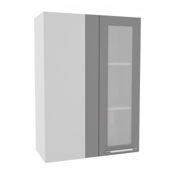 Квадро ВПУС 650 шкаф верхний угловой со стеклом высокий (Железо/корпус Серый) в Нерюнгри - neryungri.mebel54.com | фото