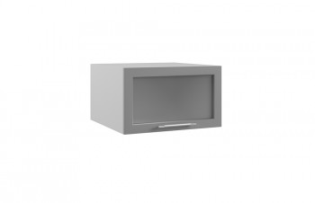 Лофт ГПГС 600 шкаф верхний горизонтальный глубокий со стеклом (Штукатурка серая/корпус Серый) в Нерюнгри - neryungri.mebel54.com | фото