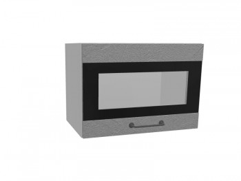 Лофт ПГСФ 500 шкаф верхний горизонтальный со стеклом и фотопечатью (Штукатурка серая/корпус Серый) в Нерюнгри - neryungri.mebel54.com | фото