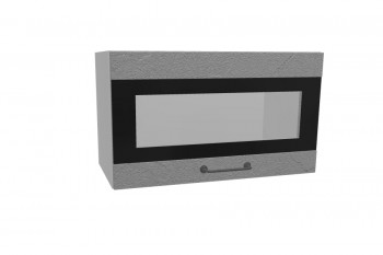 Лофт ПГСФ 600 шкаф верхний горизонтальный со стеклом и фотопечатью (Штукатурка серая/корпус Серый) в Нерюнгри - neryungri.mebel54.com | фото