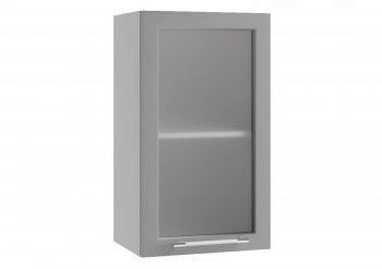 Лофт ПС 400 шкаф верхний со стеклом (Штукатурка серая/корпус Серый) в Нерюнгри - neryungri.mebel54.com | фото