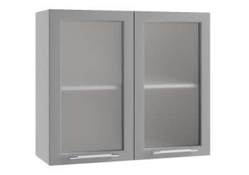 Лофт ПС 800 шкаф верхний со стеклом (Штукатурка серая/корпус Серый) в Нерюнгри - neryungri.mebel54.com | фото