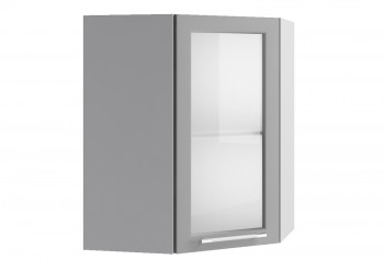 Лофт ПУС 550 шкаф верхний угловой со стеклом (Штукатурка серая/корпус Серый) в Нерюнгри - neryungri.mebel54.com | фото