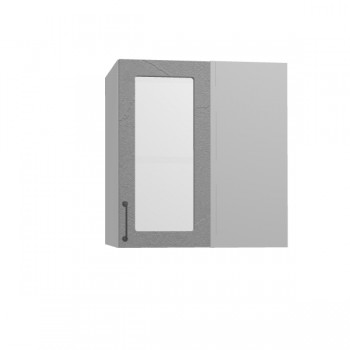 Лофт ПУС 650 шкаф верхний угловой со стеклом (Штукатурка серая/корпус Серый) в Нерюнгри - neryungri.mebel54.com | фото