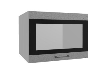 Лофт ВПГСФ 600 шкаф верхний горизонтальный со стеклом высокий с фотопечатью (Штукатурка серая/корпус Серый) в Нерюнгри - neryungri.mebel54.com | фото