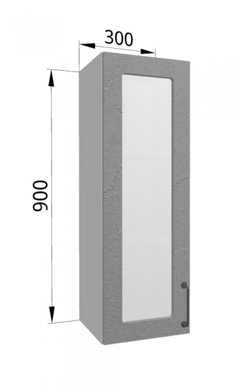 Лофт ВПС 300 шкаф верхний со стеклом высокий (Штукатурка серая/корпус Серый) в Нерюнгри - neryungri.mebel54.com | фото