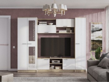 Мебель для гостиной МГС 3 Исполнение 1 Дуб Сонома / Белый в Нерюнгри - neryungri.mebel54.com | фото