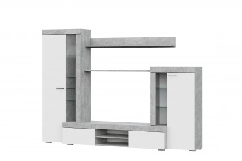 Мебель для гостиной МГС 5 Цемент светлый / Белый в Нерюнгри - neryungri.mebel54.com | фото