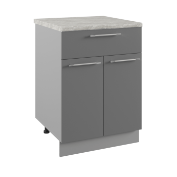 Мелисса С1ЯШ 600 шкаф нижний с ящиком (Белый скин/корпус Серый) в Нерюнгри - neryungri.mebel54.com | фото