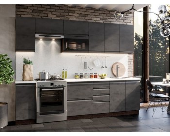 Модульная кухня Бруклин 2,8 м (Бетон черный/Венге) в Нерюнгри - neryungri.mebel54.com | фото