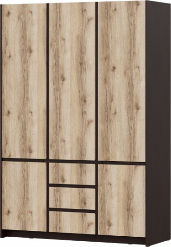 Модульная система "Прага" Шкаф для одежды трехстворчатый Дуб Венге/Дуб Делано в Нерюнгри - neryungri.mebel54.com | фото