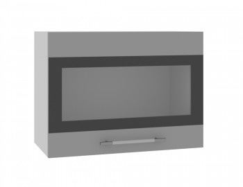 Норд ШВГС 600 Шкаф верхний горизонтальный со стеклом (Софт черный/корпус Белый) в Нерюнгри - neryungri.mebel54.com | фото