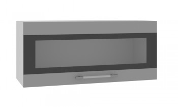 Норд ШВГС 800 Шкаф верхний горизонтальный со стеклом (Софт черный/корпус Белый) в Нерюнгри - neryungri.mebel54.com | фото