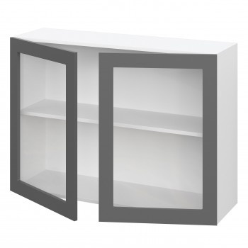 Норд ШВС 1000 Шкаф верхний со стеклом (Софт черный/корпус Белый) в Нерюнгри - neryungri.mebel54.com | фото