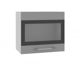 Олива ВПГСФ 500 Шкаф верхний горизонтальный со стеклом с фотопечатью высокий (Ваниль глянец/корпус Серый) в Нерюнгри - neryungri.mebel54.com | фото