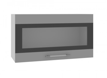 Олива ВПГСФ 800 Шкаф верхний горизонтальный со стеклом с фотопечатью высокий (Ваниль глянец/корпус Серый) в Нерюнгри - neryungri.mebel54.com | фото