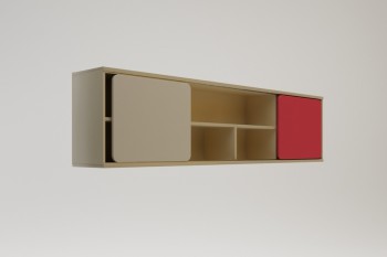 Полка между шкафами 1660 Бэрри (Бежевый/Красный/корпус Клен) в Нерюнгри - neryungri.mebel54.com | фото
