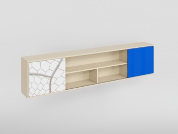 Полка между шкафами 1660 Футбол ЧМ (Белый/Синий/корпус Клен) в Нерюнгри - neryungri.mebel54.com | фото