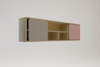 Полка между шкафами 1660 Грэйси (Розовый/Серый/корпус Клен) в Нерюнгри - neryungri.mebel54.com | фото