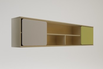 Полка между шкафами 1960 Эппл (Зеленый/Белый/корпус Клен) в Нерюнгри - neryungri.mebel54.com | фото