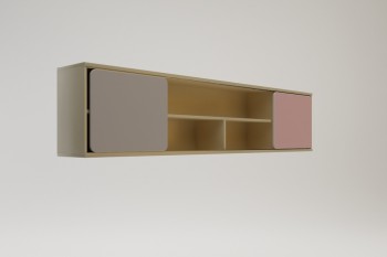 Полка между шкафами 1960 Грэйси (Розовый/Серый/корпус Клен) в Нерюнгри - neryungri.mebel54.com | фото
