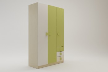 Шкаф 3-х створчатый с ящиками Эппл (Зеленый/Белый/корпус Клен) в Нерюнгри - neryungri.mebel54.com | фото