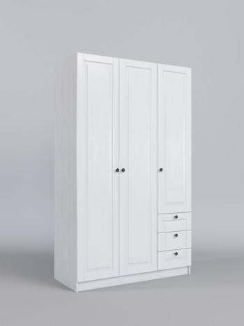 Шкаф 3-х створчатый с ящиками Классика (Белый/корпус Выбеленное дерево) в Нерюнгри - neryungri.mebel54.com | фото