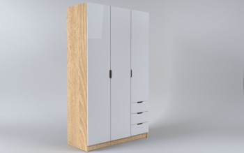 Шкаф 3-х створчатый с ящиками Лофт (Белый/корпус Дуб Сонома) в Нерюнгри - neryungri.mebel54.com | фото